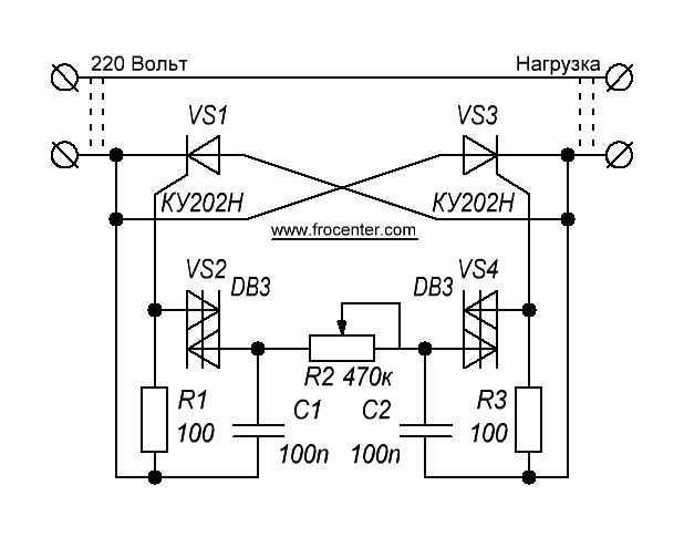 Как из двух тиристоров сделать симистор схема
